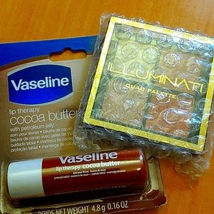 Be Luminous Set of Illuminati "LUST" Quad Palette & Vaseline lip therapy balm